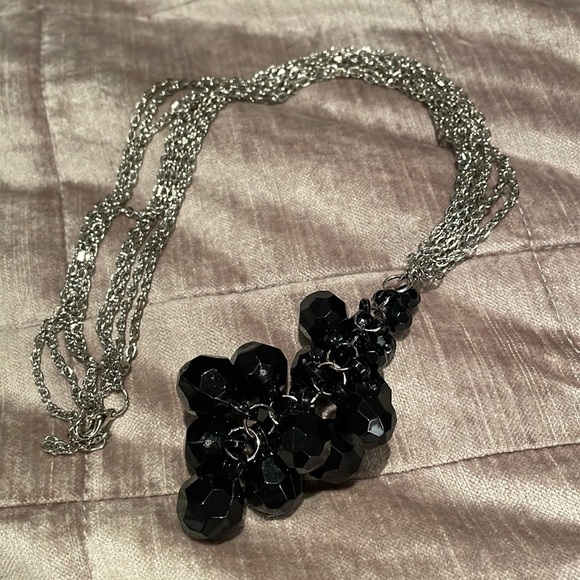 Black beaded cluster chain necklace 22” - Picture 1 of 5